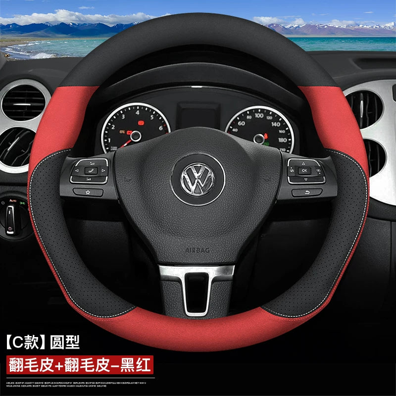 2019 Volkswagen Multivan sükan örtüyü, zamşa ilə örtülmüş, xüsusilə 2006-2018 modelləri üçün T4, T5 və T6 modelləri üçün modifikasiya edilmişdir.