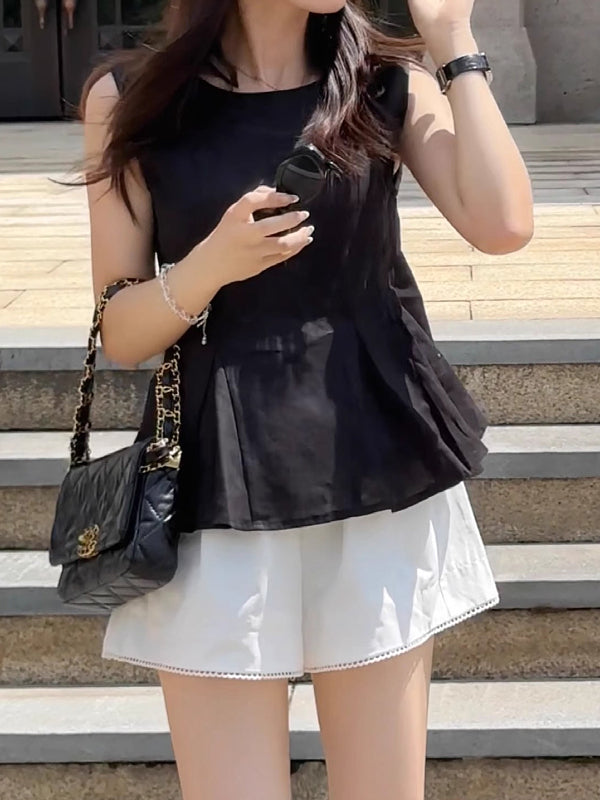 Qadınlar üçün böyük ölçülü, şık qolsuz jilet köynək, yeni yay stili, Koreya dəbi, boş forma, gözəl və arıqladıcı.