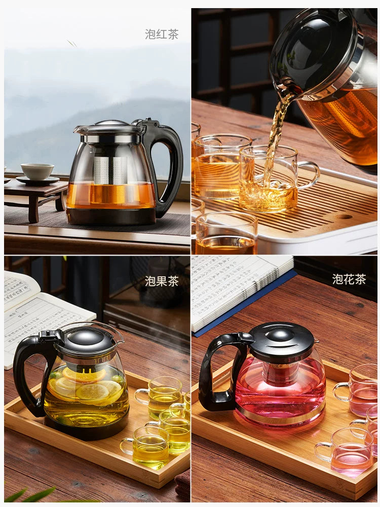 Çay dəmləmək üçün çaynik, ev çayı suyunun ayrılması, tənbəl filtr çaydanı, Kung Fu çay dəsti, şüşə zərif fincan, çaydan