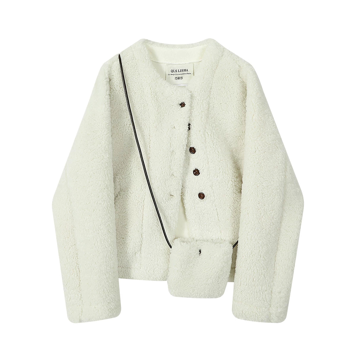 Chorlisa Koreya üslubunda, Chanel-dən ilhamlanmış, qadınlar üçün çox yönlü və dəbli quzu yun palto, şık, unikal və payız və qış üçün isti.