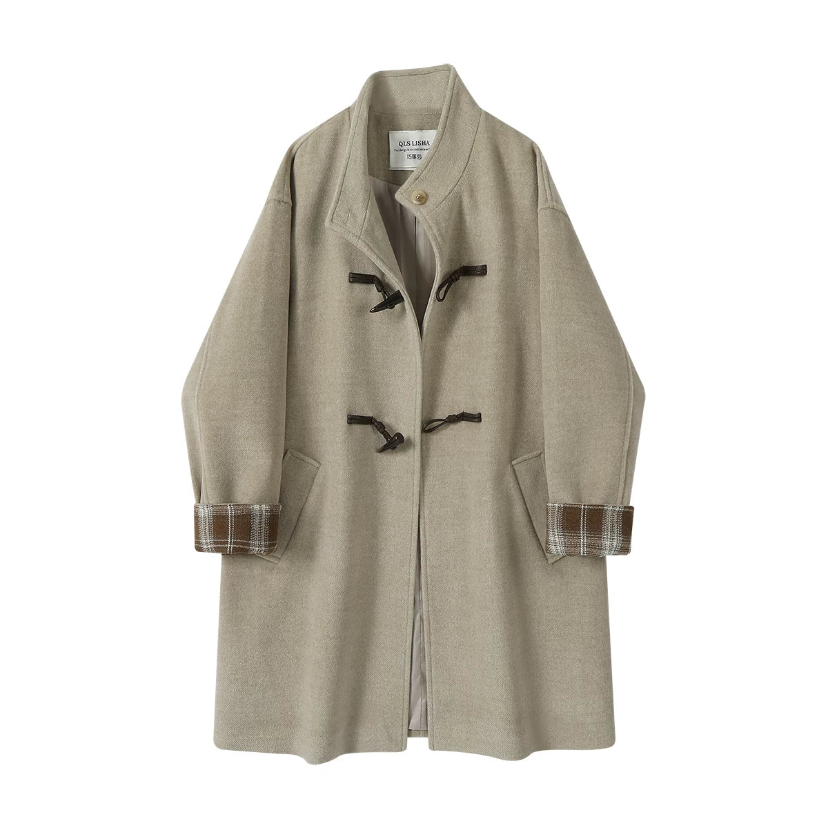 Jolie Hepburn üslubunda yüksək keyfiyyətli yun palto, payız və qış üçün super gözəl, unikal və yaraşıqlı orta uzunluqlu yun palto.