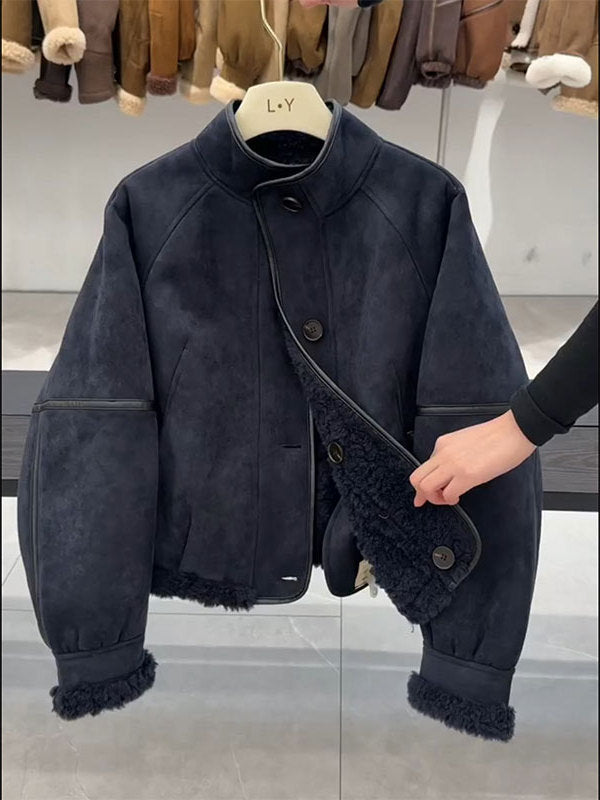 Uniseks, dəbli və şık qadın geyimləri, 2026 Payız/Qış yeni Koreya üslubunda rahat, şık dəri gödəkçə/qısa palto.