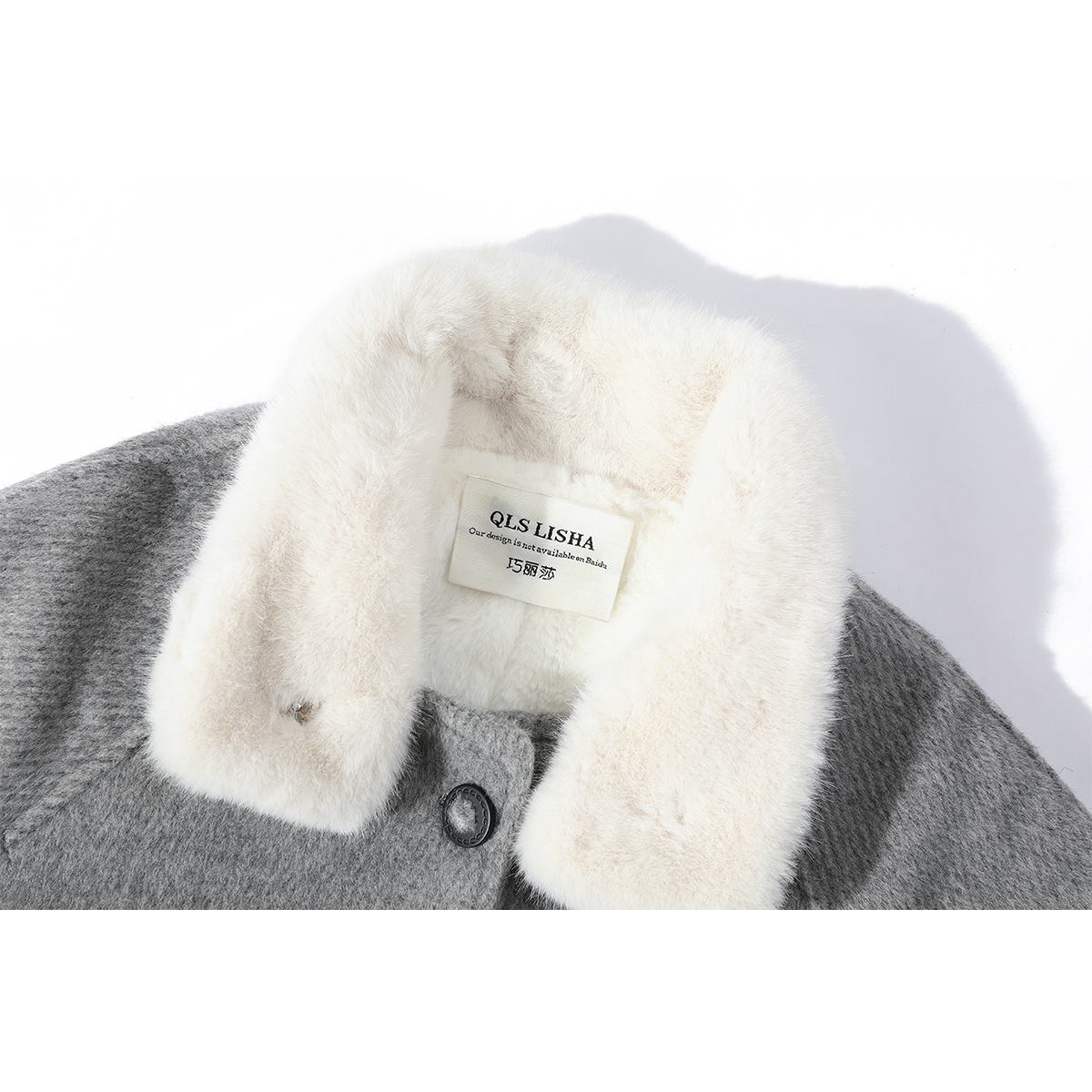 Payız və qış üçün Chorissa Hepburn üslubunda orta uzunluqlu boz yun palto, super zərif və gözəl.