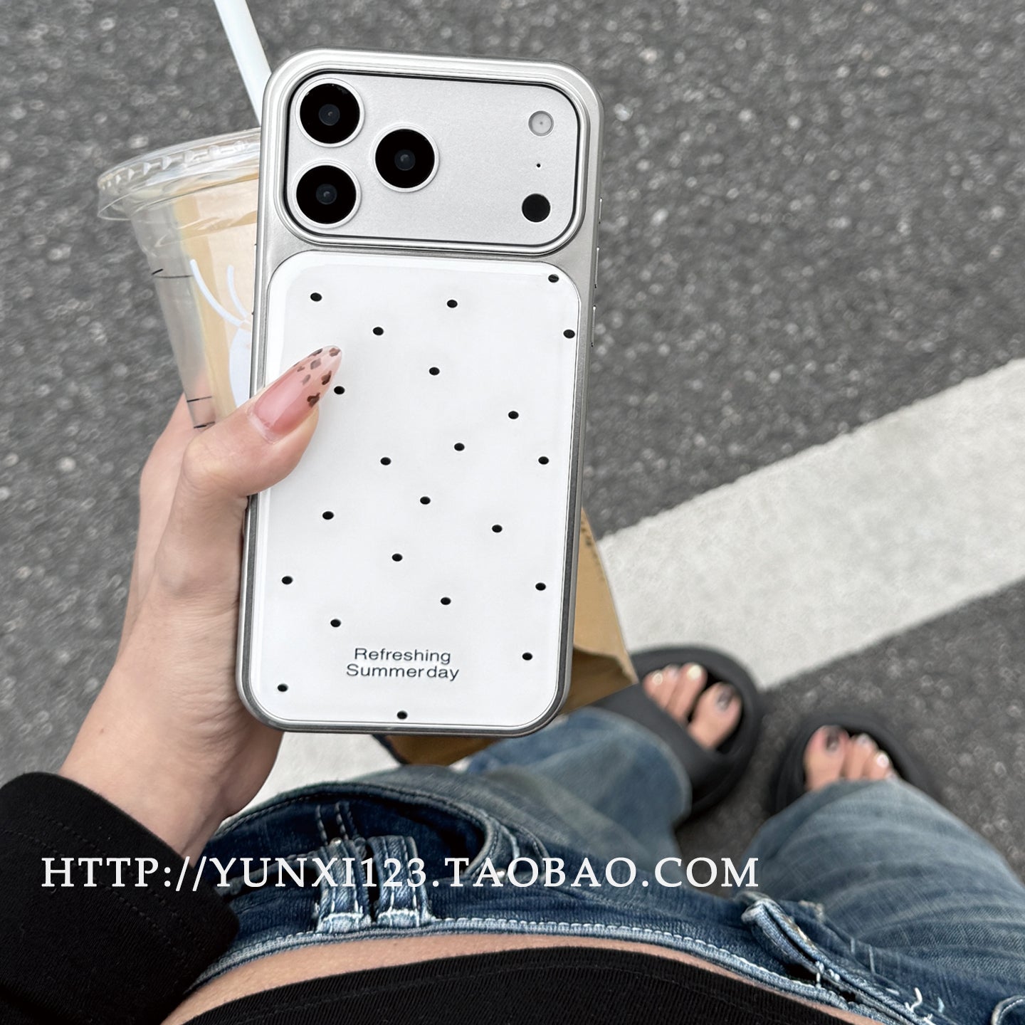 Koreya dili ədəbi ağ sadə polka nöqtəsi iPhone17promax Apple 16plus mobil telefon qutusu 14Promax yeni 12 niş 15Pro qız 13Pro hər şey daxil qoruyucu örtük