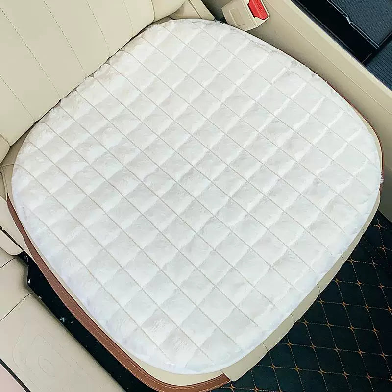 Soft warm lumbar support car seat cushion for winter, universal car interior back seat cover, non-slip car mat for women.