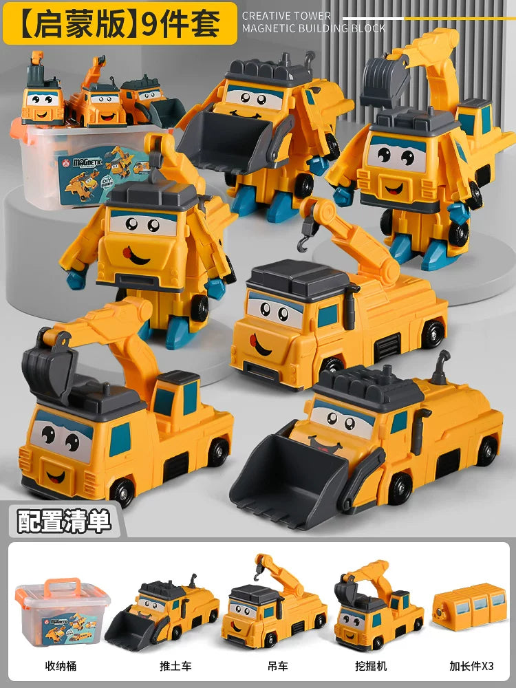 Maqnit tikinti blokları, uşaq oyuncaqları, təhsil, transformasiya, montaj, mühəndislik vasitəsi, robot, 6 yaşlı uşaqlar üçün Milad hədiyyəsi.