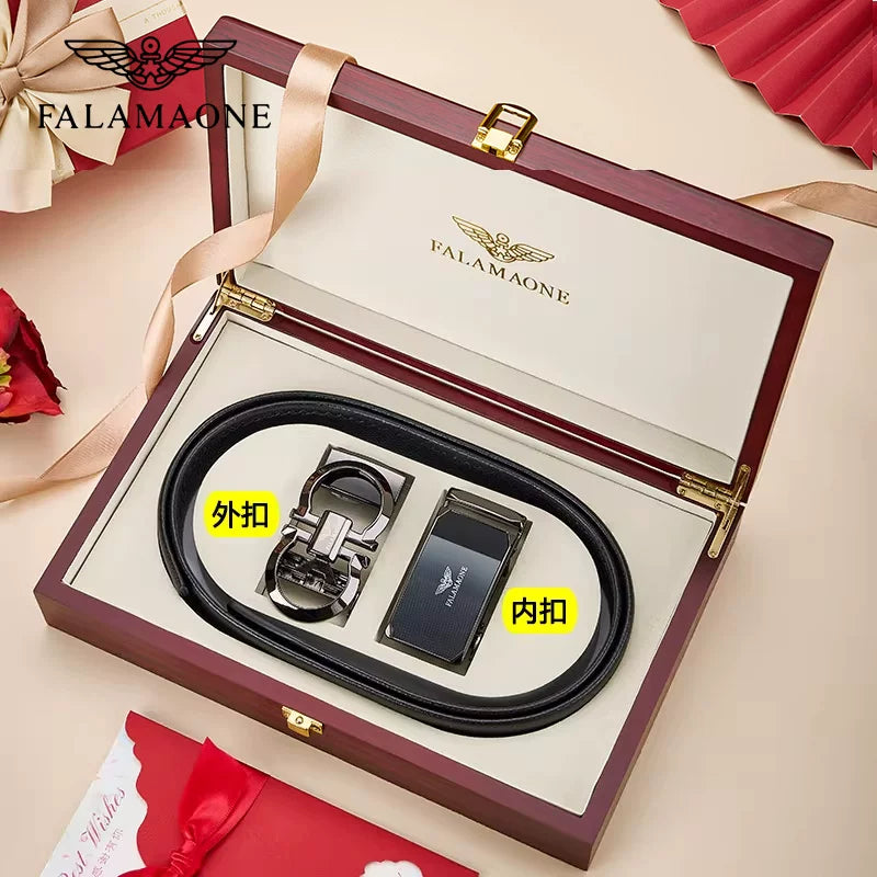 Falman Armani Kişilər üçün Orijinal Dəri İkiqat Toka Avtomatik Toka Saf İnək Dərisi Dəri Şalvar Kəmər - Sevgili Üçün Hədiyyə