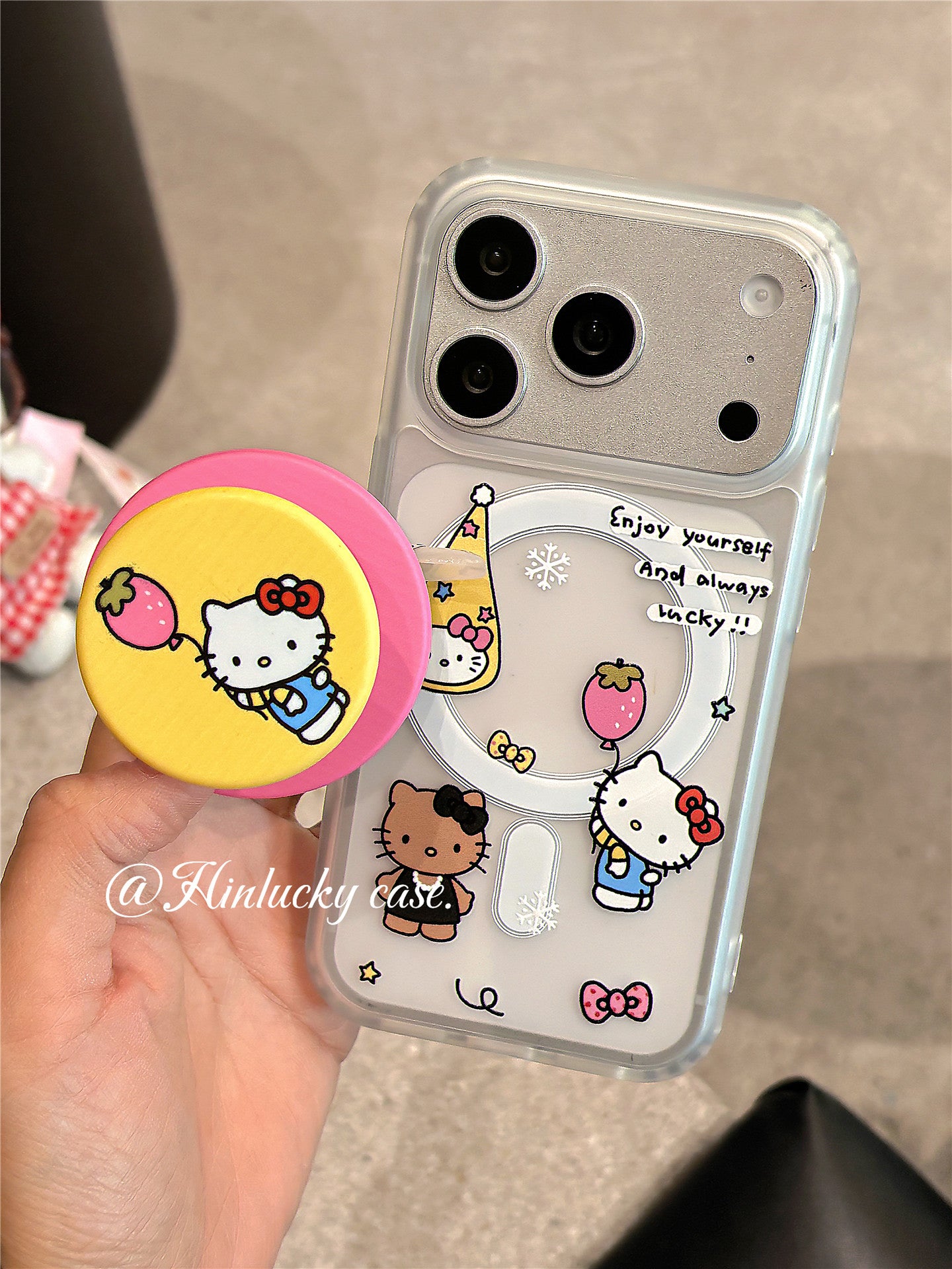 Hinlucky Sevimli Karikatura Pişiyi Çiyələk Balon Maqnit Tutacağı Apple 17 Mobil Telefon Çantası iphone16promax Skin Feel Matte 15 Yeni 14 Düşməyə Qarşı Qoruyucu Qapaq 13 Super Gözəl