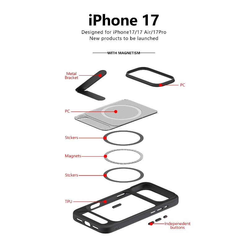 Apple 17 mobil telefon üçün uyğun səhra qızılı maqnit qatlanan stend yeni iphone17e dəsti Apple 17promax hər şey daxil Hava düşmə əleyhinə Apple 16 silikon 15 qabıq 14pro super isti 13