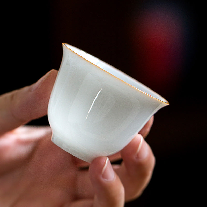 Jingdezhen nazik şin kung fu çay fincanı tək stəkan Yongle şirin ağ çay fincanı usta fincan ağ çini çay fincanı məişət kiçik çay fincanı