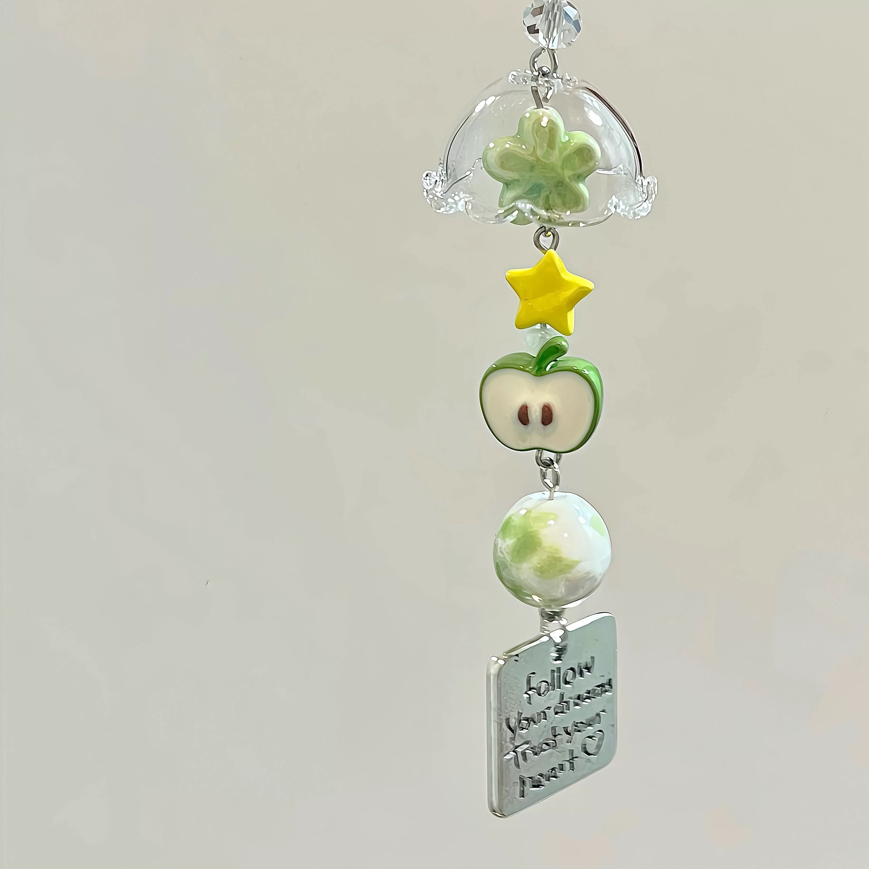 DIY Apple Wind Chime Girls' Handmade Lucky Charm Chain Phone Chain Key Chain Bag Pendant Decoration