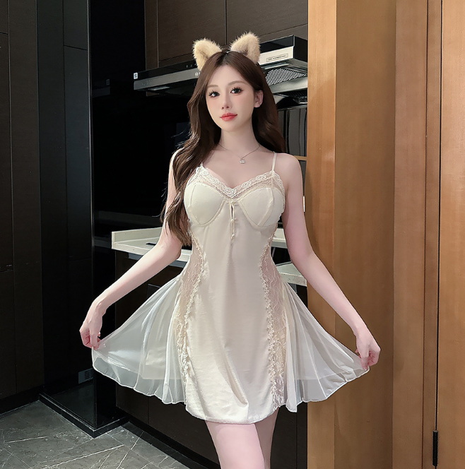 [Fransız qızı] Lulu's Secret High-end Yüngül Lüks Pijama 2024 Yaz və Yay Yeni Seksual Gecəlik Ev Geyimi