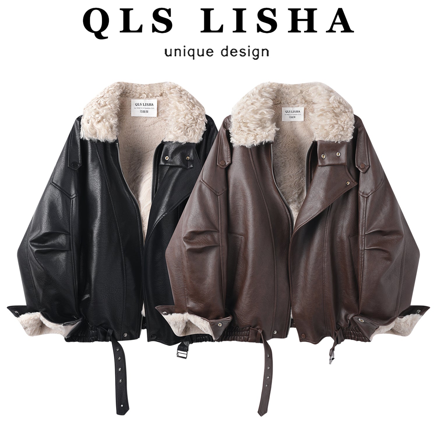 Cholisa Payız/Qış Yun astarlı Qalın İsti Qadın Motosiklet Gödəkçəsi, Bu İlin Populyar Maillard Dəri Gödəkçəsi