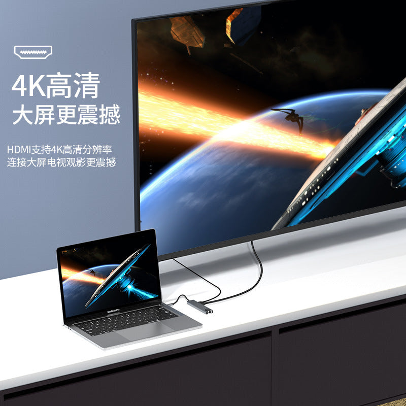 Type-c alüminium ərintisi dok stansiyası 3.0USB splitter 100M şəbəkə port hub HUB kompüter genişləndirilməsi dok