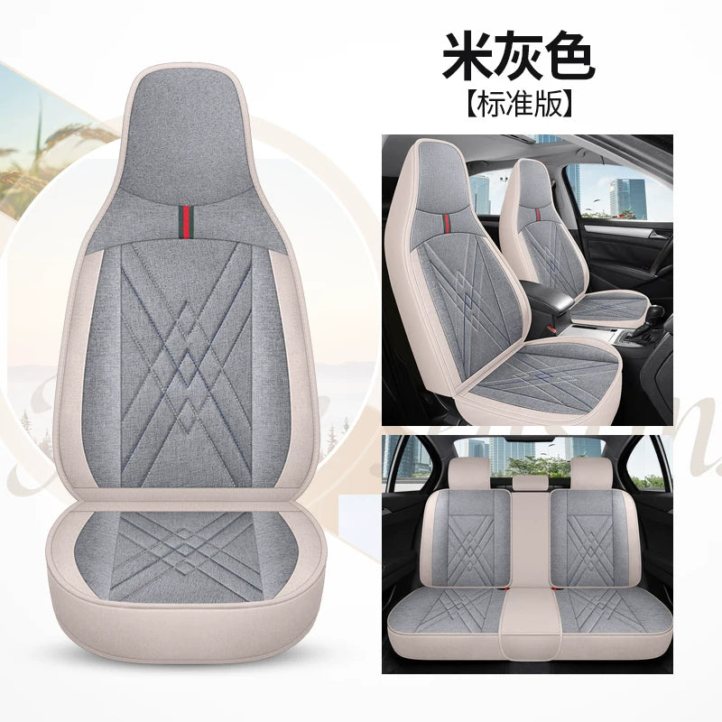 2021/2022 Geely Emgrand S Car Seat Covers, All-Season Fully Padded Linen Seat Cushions, Breathable Fabric Seat Covers