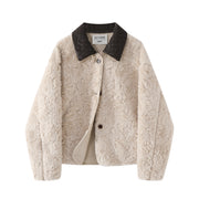 Chorissa qadınlar üçün fransız üslubunda qırxılmış palto, yeni payız/qış üslubunda, zərif və zərif.