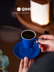 Qing Yi.丨Klein mavi İtalyan kiçik fincanı, espresso qəhvə fincanı, incə keramika mini latte fincanı