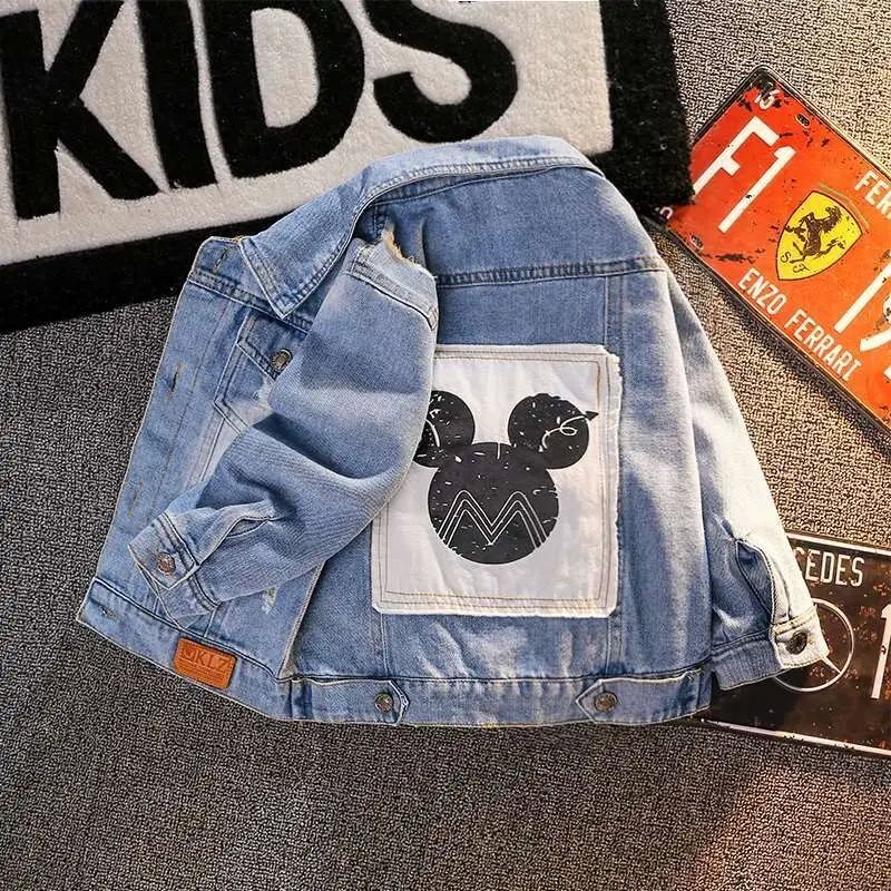 Oğlanlar üçün Mickey Denim Gödəkçə Moda Palto Uşaq Geyimi