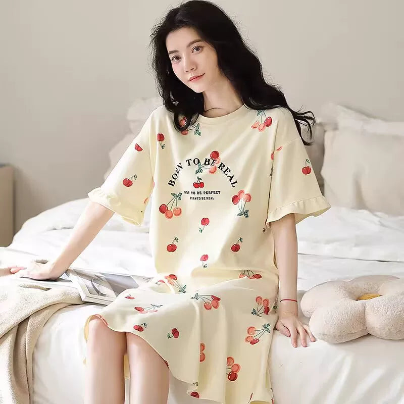 Palando Clearance Qadın Yay Qısaqol Pambıq Cizgi Film Şirin Tələbə İncə Pijama Hamiləlik Yay Ev Geyimi