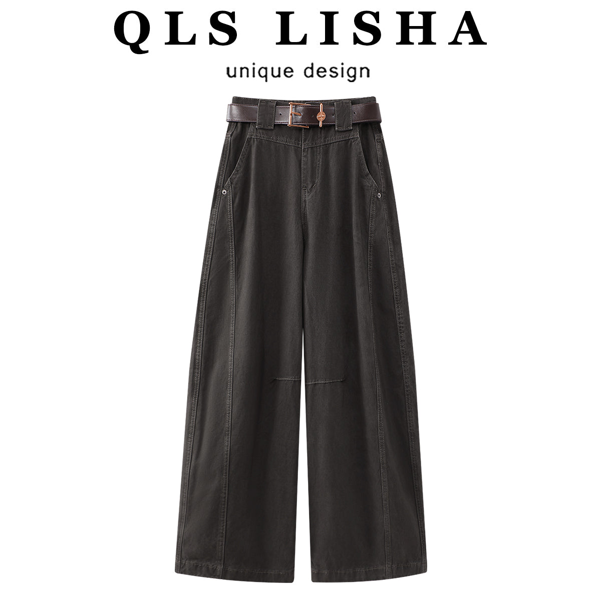 Erkən yaz üçün Cholisa yüksək belli çoxfunksiyalı seksual yük şalvarları, qadınlar üçün boş gündəlik düz ayaqlı enli cins şalvar