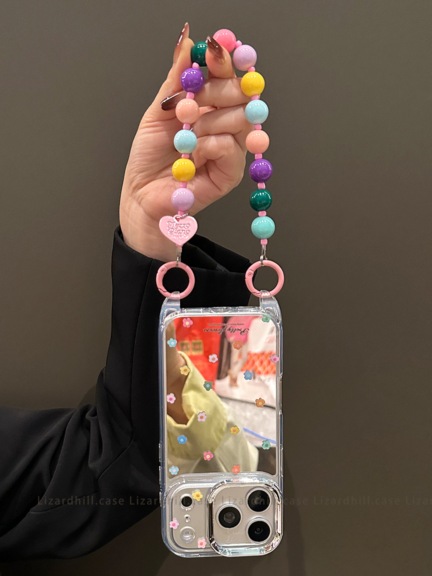 lizardhill güzgü rəngli kiçik çiçəkli Apple 17promax cib telefonu qutusu 16pro yeni iphone15pro qadın 14pro çarpaz kəmər lanyard 13 niş super yaraşıqlı