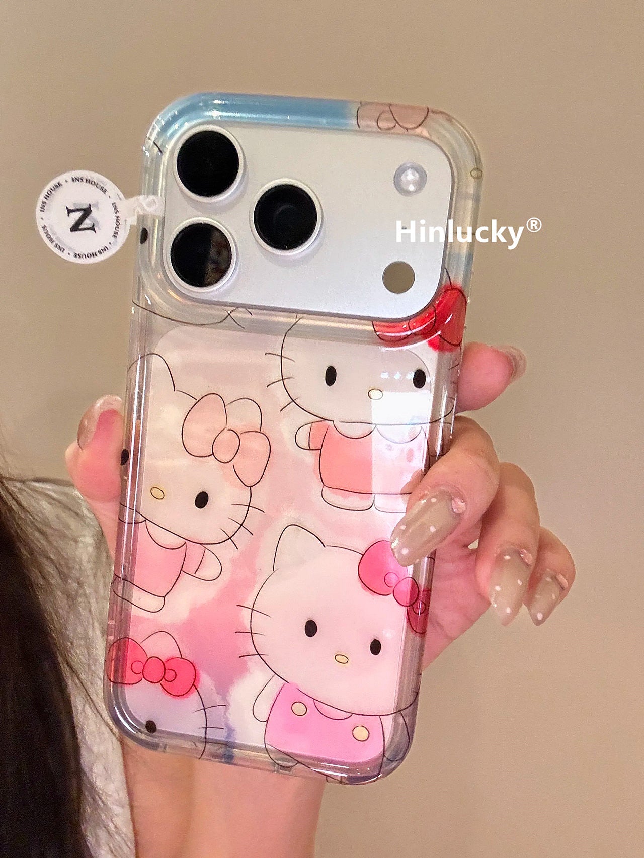 Hinlucky Yapon və Koreya ins sevimli cizgi filmi şəffaf pişik Apple 17 mobil telefon qabı iphone16promax ikiqat IMD15 zəncir 14 yıxılmaya qarşı qoruyucu örtük qadın 13 unikal və super gözəl görünüşlü