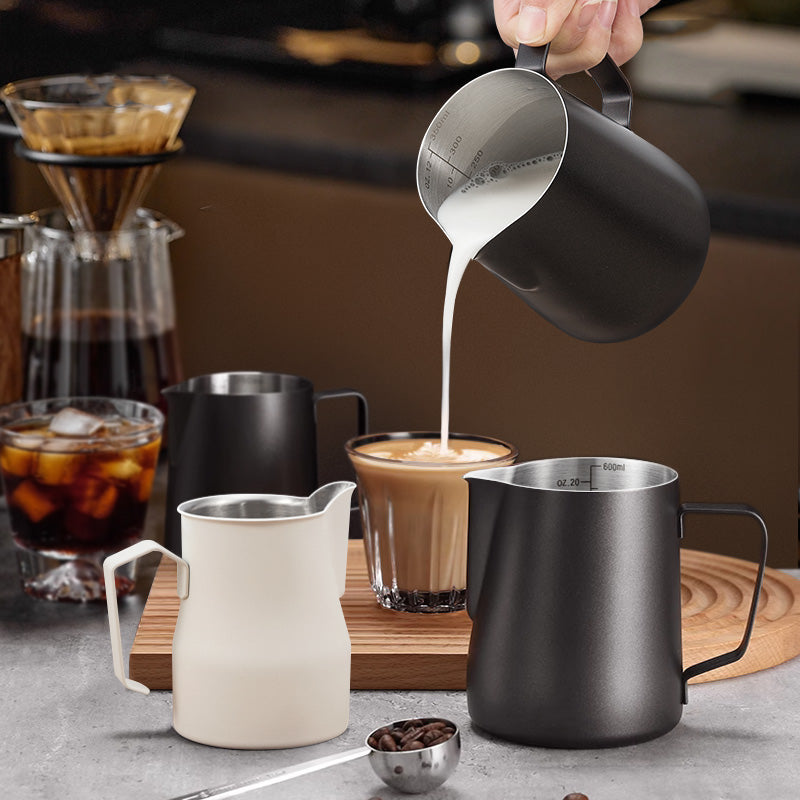 Qəhvə latte sənət stəkanı latte sənət silindri 304 paslanmayan poladdan hazırlanmış latte sənət artefaktı süd silindrli süd köpüyü stəkan sivri dimdikli kran ağızlı süd köpüyü fincanı