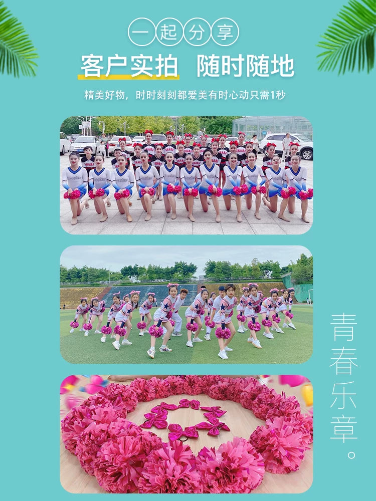 Şadlıq topu gül topu əlində gül tutan cheerleading komandası gül uşaq qulpunu tutan cheerliding aerobika cheerliding dərslər arasında peşəkar yarışma
