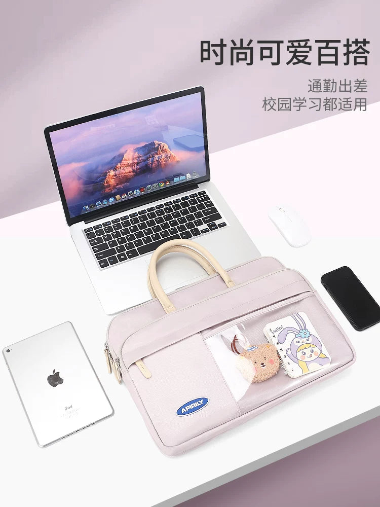 Mach Noutbuk Çantası Qadın 16 düymlük Huawei Apple MacBook 13 üçün uyğundur Lenovo Xiaoxin 14 HP Matebook 15.6 Böyük Tutumlu İşəgötürmə 2025 Yeni Portativ Portfel
