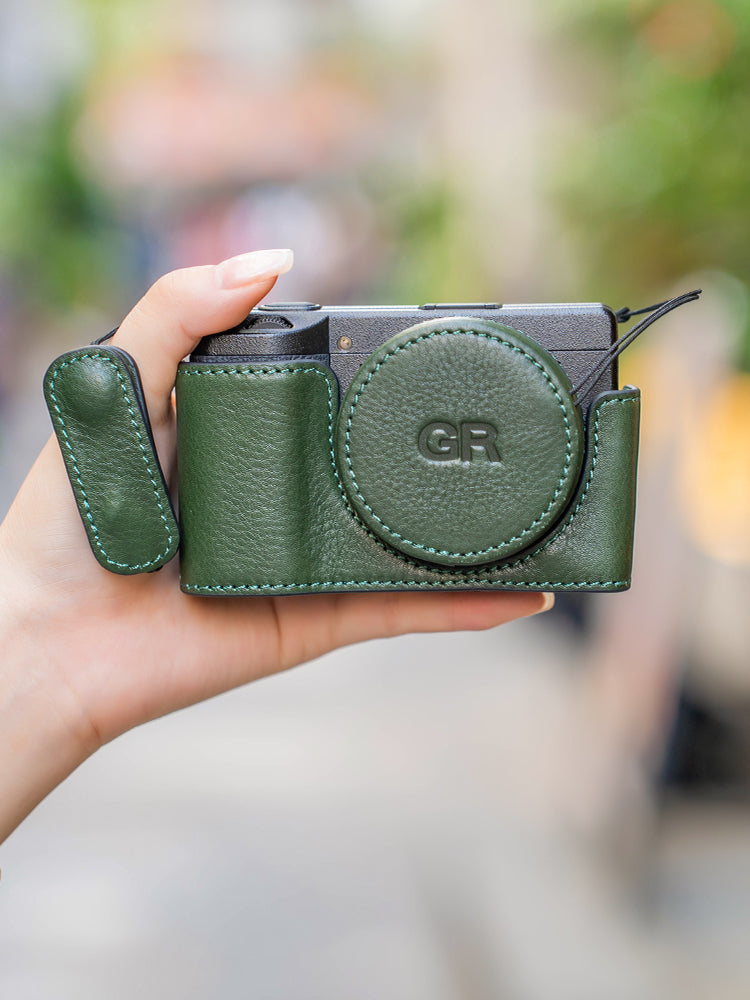 Fotoqraf/RƏF Ricoh GR3X qoruyucu qutu üçün uyğundur GR3 dəri qutu gr4 kamera qutusu Ricoh gr3hdf yarım dəst kamera çantası əsl dəri bilək qayışı obyektiv qapağı retro əsas qoruyucu çanta aksesuarları