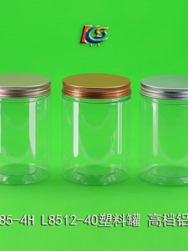 8512-40 Şəffaf möhürlənmiş banka PET qida dərəcəli plastik qab biskvit qablaşdırma qabı çiçək çay şüşəsi qapaqlı plastik şüşə