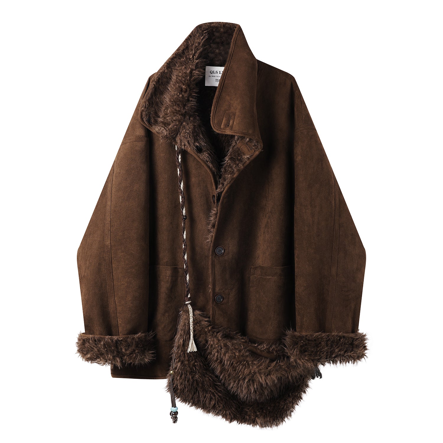 Cholisa Qadınlar üçün Geri Dönən Zamşa Xəz Motosiklet Gödəkçəsi, Payız və Qış Qalınlaşdırılmış Peluş və Heyrətamiz Gözəl Palto