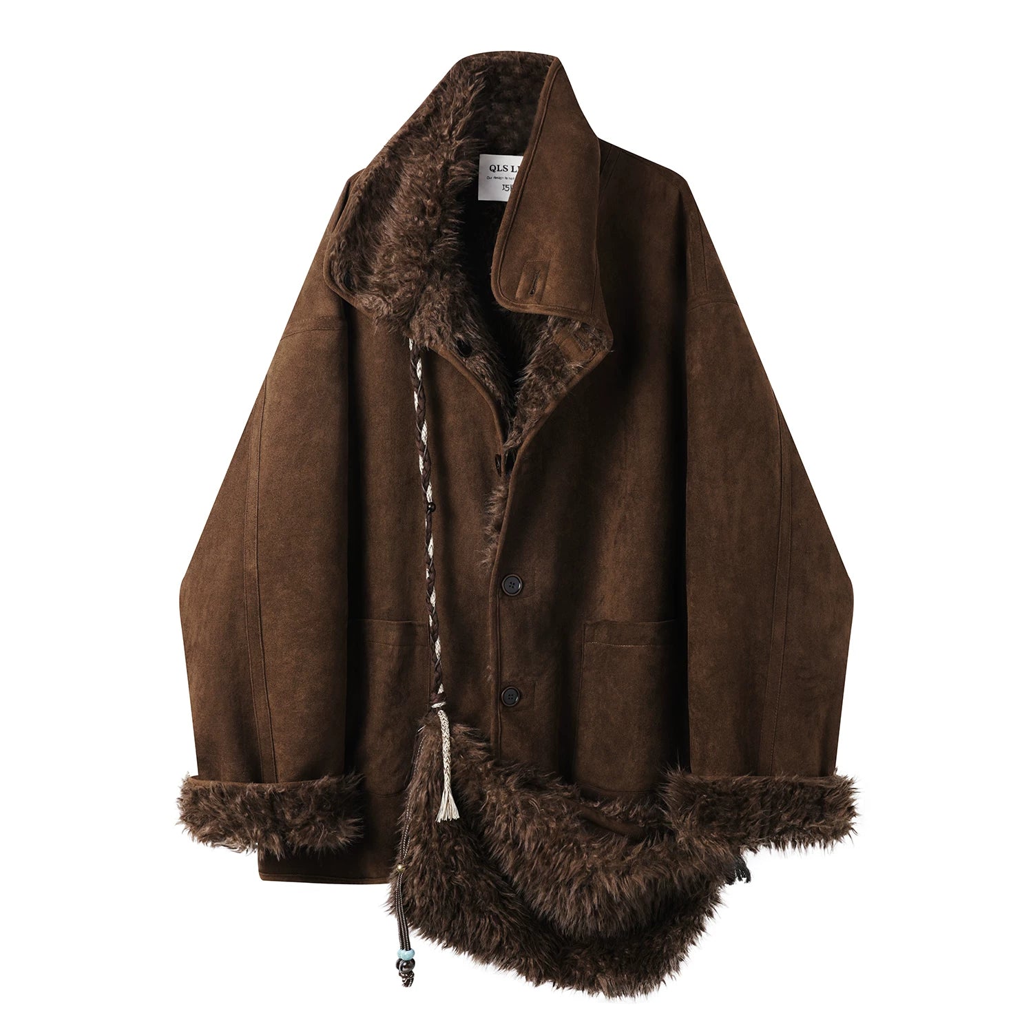 Cholisa Qadınlar üçün Geri Dönən Zamşa Xəz Motosiklet Gödəkçəsi, Payız və Qış Qalınlaşdırılmış Peluş və Heyrətamiz Gözəl Palto