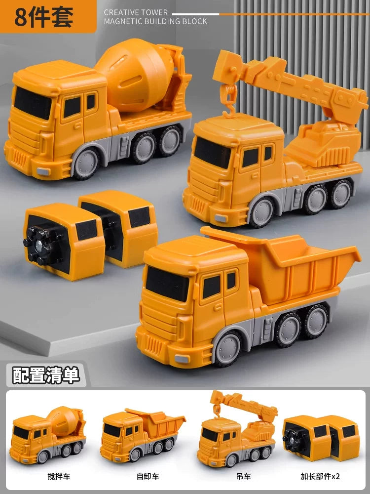 Maqnit tikinti blokları, uşaq oyuncaqları, təhsil, transformasiya, montaj, mühəndislik vasitəsi, robot, 6 yaşlı uşaqlar üçün Milad hədiyyəsi.