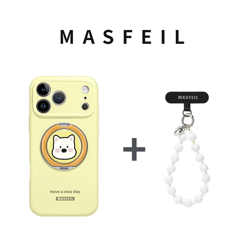 MASFEIL × Purple West Highland Apple 16Promax mobil telefon qutusu üçün uyğundur yeni 15 stendli iPhone17Pro qoruyucu örtüyü Eo1 pivot maye silikonu 13:00 sevimli inkişaf etmiş
