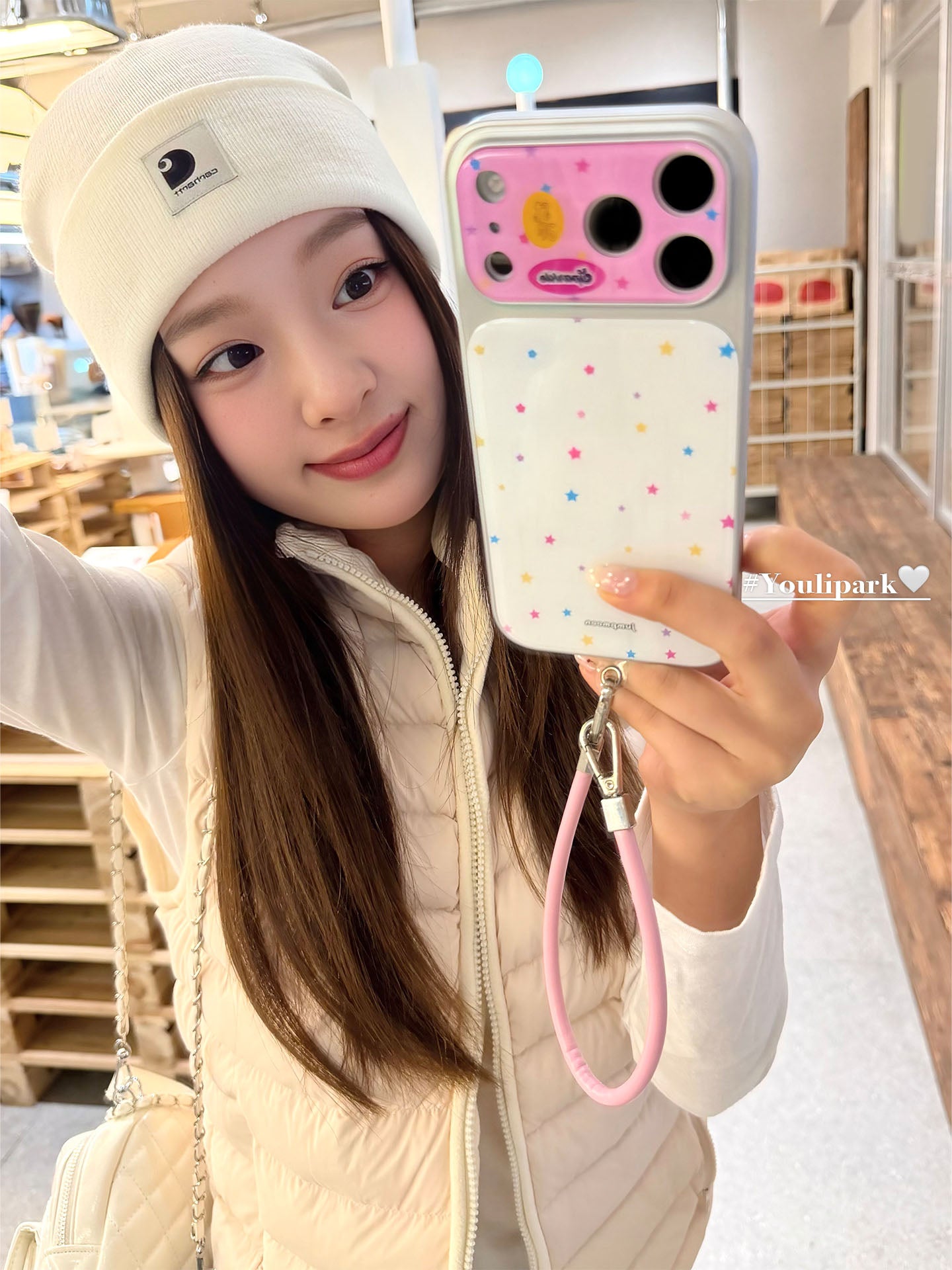 Yuri Park ins Koreya üslubunda sadə tam ekran rəngli kiçik ulduz lenti 17pro Apple 17ProMax cib telefonu qutusu iPhone16 hər şey daxil 14 yeni 16Promax qoruyucu qutu 13 qadın