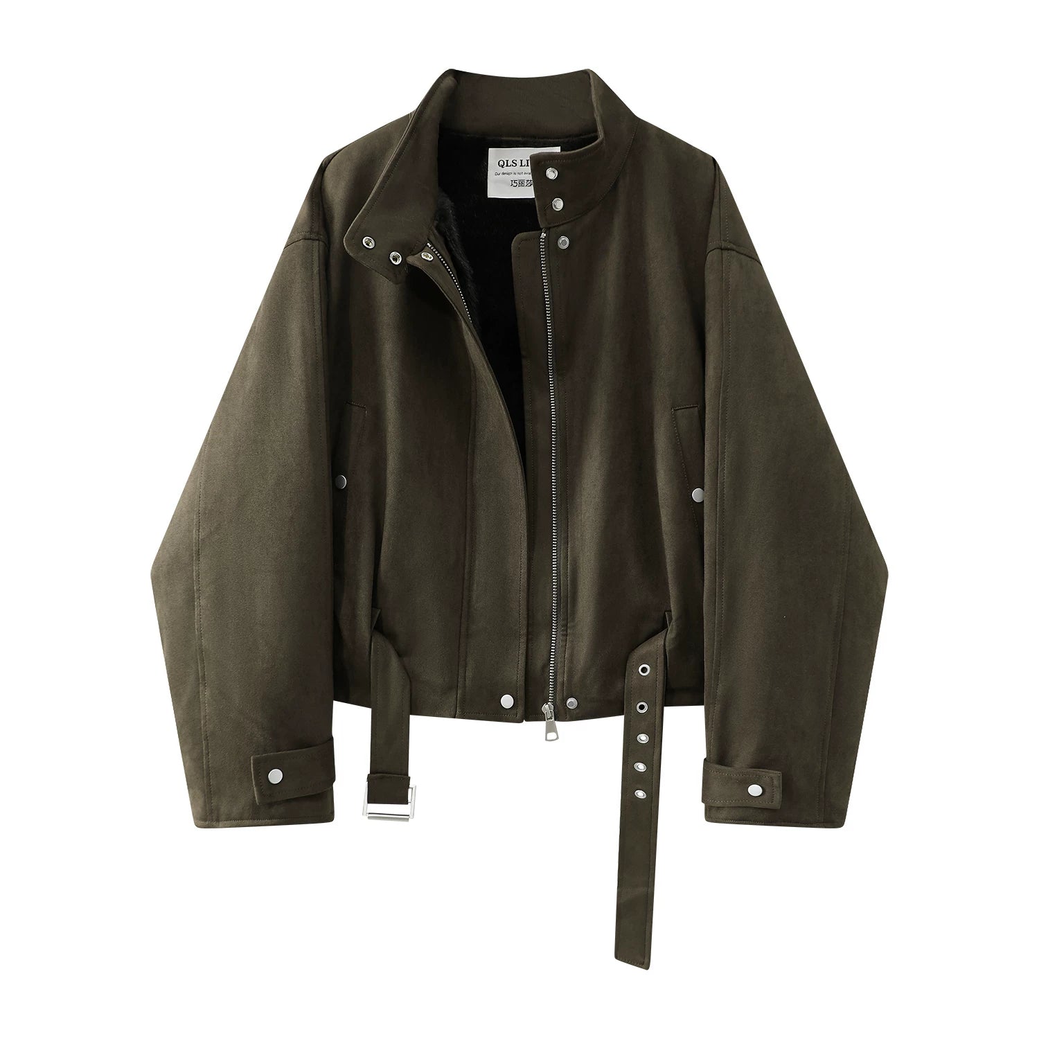 Qadınlar üçün qalın zamşa Cholisa palto, 2026 yeni model, flis astarlı və qalınlaşdırılmış gündəlik iş gödəkçəsi, qış motosiklet topu.