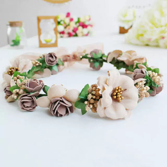 1 Piece Women Charming Floral Tiara Wedding Floral Headband Hairband A