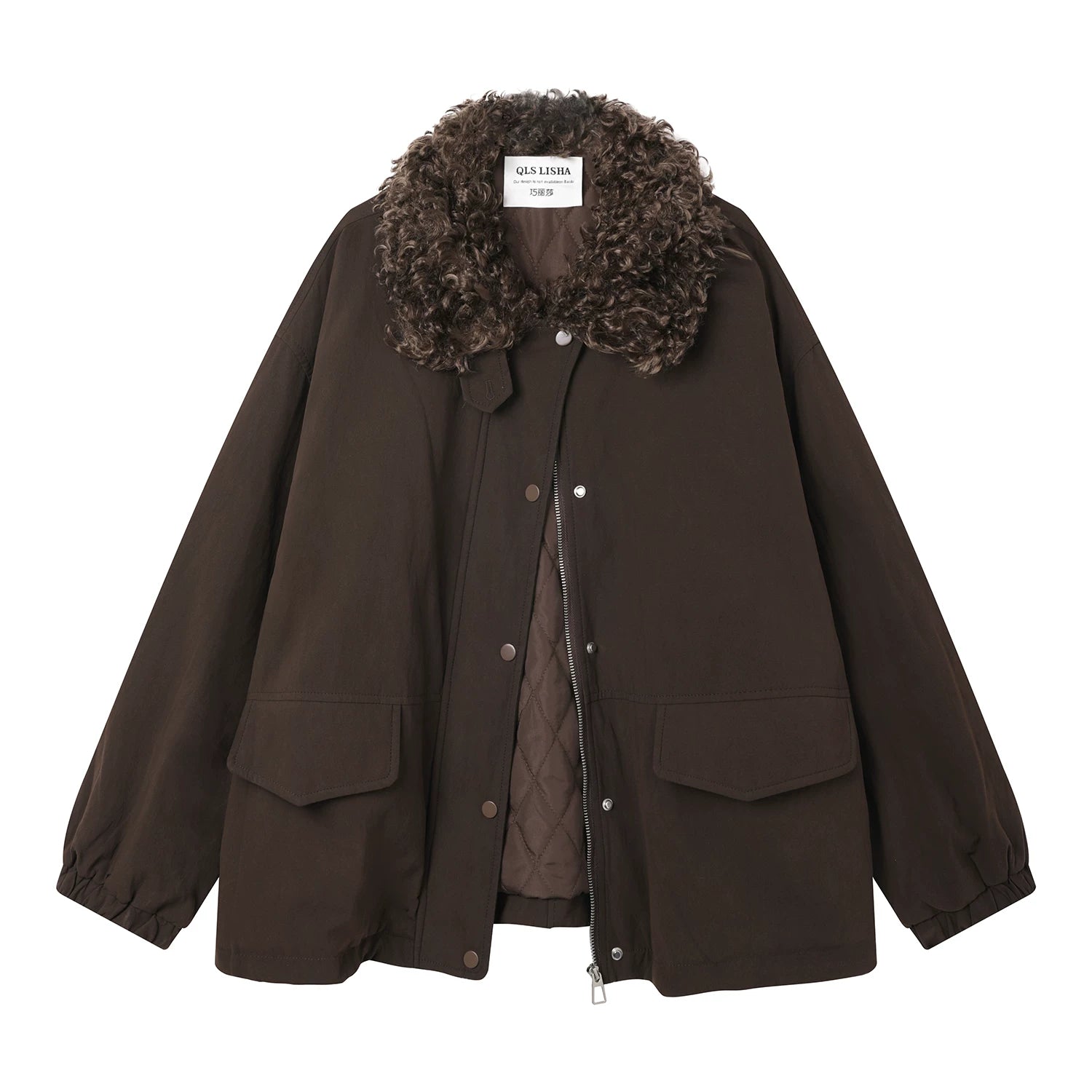 Chola Lisa Lambswool Retro Mat Motosiklet Dəri Gödəkçə Koreya üslubunda qış yeni qalın palto pambıq palto qadın