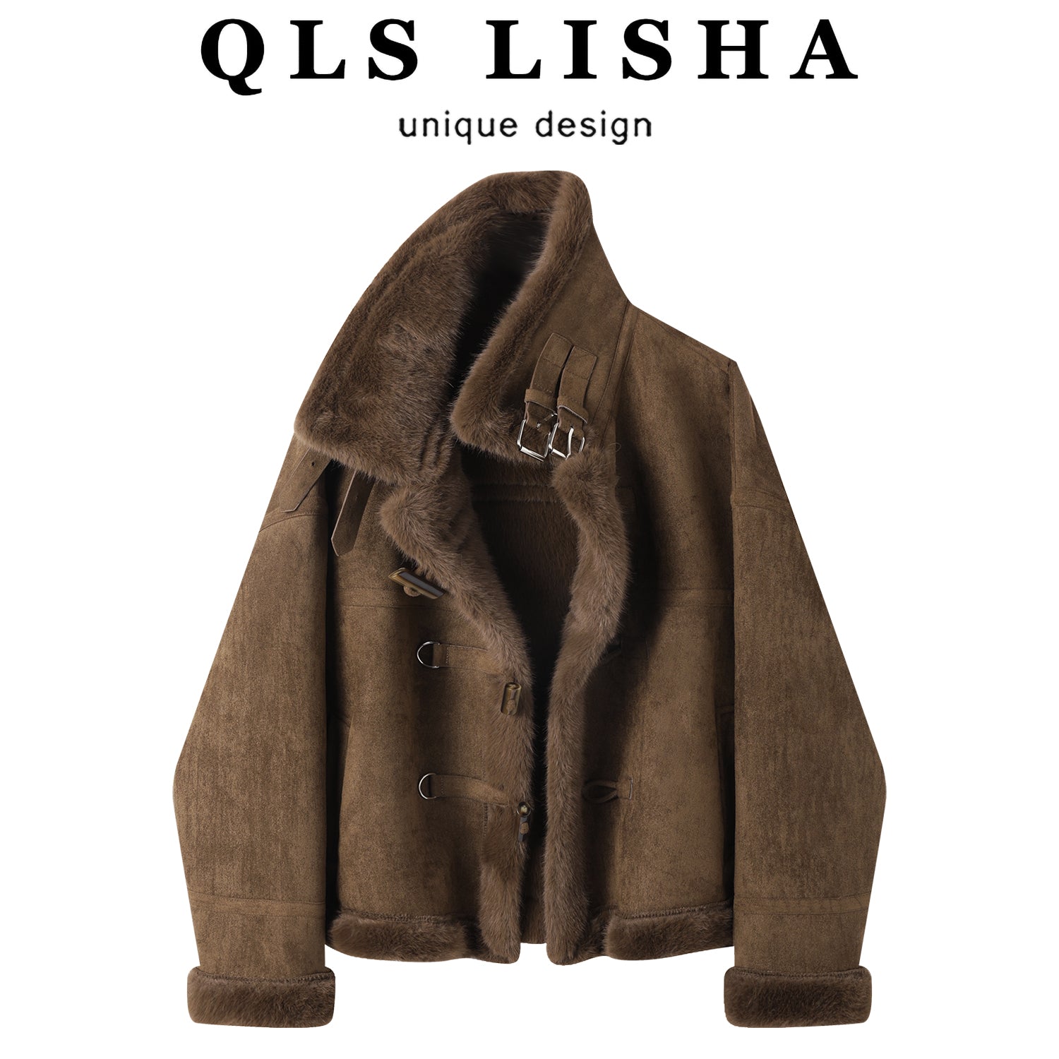 Cholisa Merard Koreya üslubunda quzu yunundan hazırlanmış yüksək keyfiyyətli unikal üslublu qadın qış xəz astarlı motosiklet topu