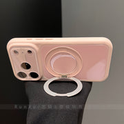 Parlaq partlamaya davamlı temperli şüşə dayaq qabığı Apple 17ProMax cib telefonu üçün uyğun yeni iPhone16pro 360° fırlanan stend 15:00 qadın 17 düşməyə qarşı hər şey daxil qoruyucu örtük