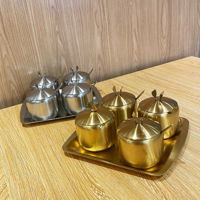 Koreya barbekü restoranı iaşə xüsusi ədviyyat qabı 304 paslanmayan polad kommersiya çili yağı duzu ədviyyat qutusu