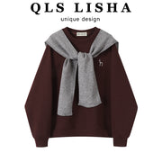 Chorissa-nın dəbli və şık Koreya üslubunda qadınlar üçün qırmızı kapşonlu köynəyi, 2026-cı ilin yaz, payız və qış mövsümü üçün mükəmməldir.