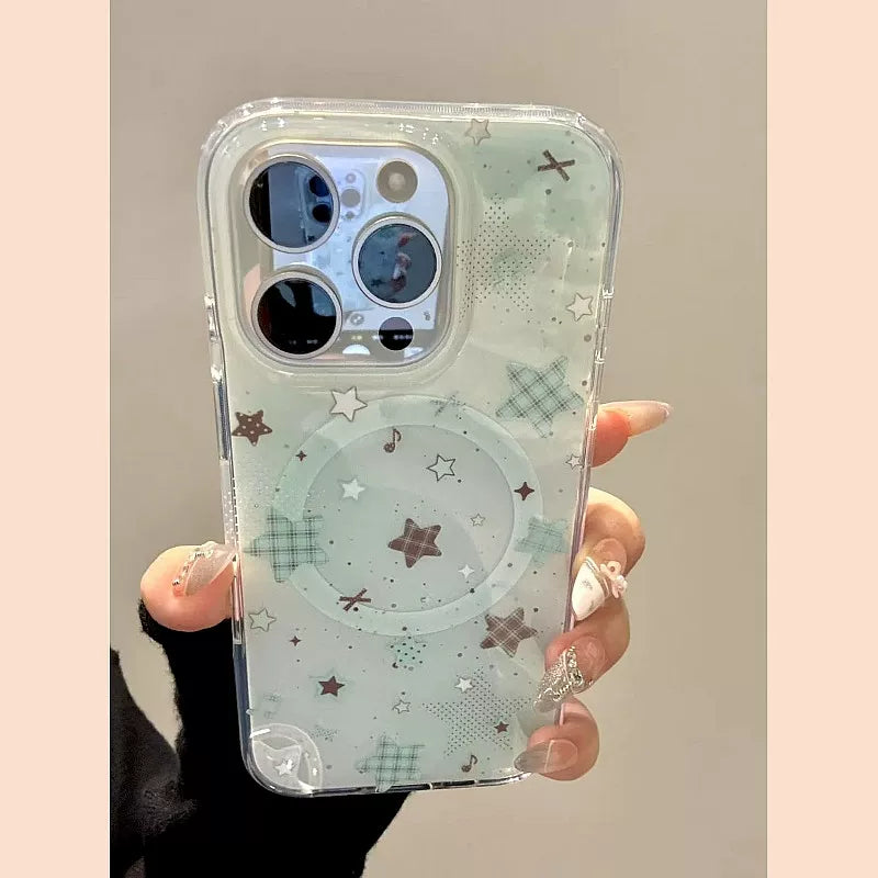 Hinlucky Koreya ins nanə yaşıl plaid ulduz maqnit mötərizə Apple 17 mobil telefon qutusu iphone16promax yeni 15 ikiqat qat 14 düşməyə qarşı qoruyucu örtük 13 niş yaradıcı