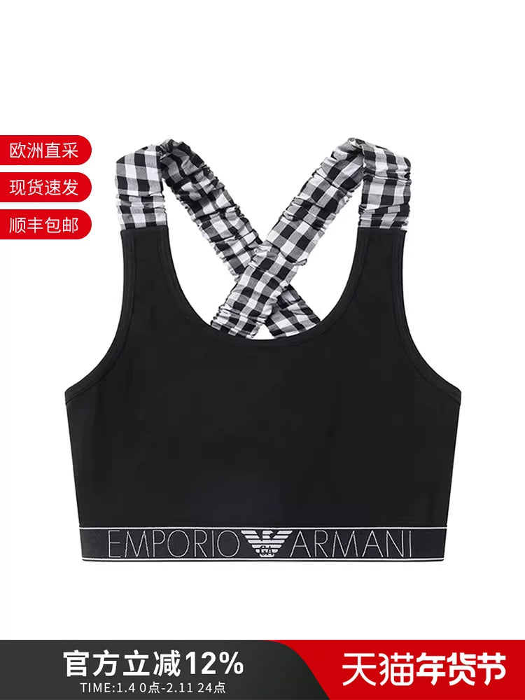 EA Armani Women's Cotton Underwear Sleeveless Sports Bra 164815 4R242