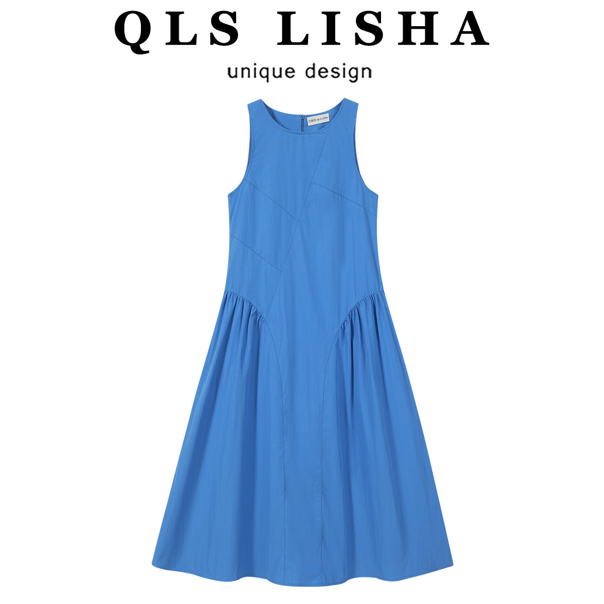 Cholisa-nın qadınlar üçün super gözəl və unikal Klein mavi rəngli uzun don, 2026-cı il üçün yeni yay modası, qolsuz və zərif.