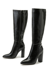 Yeni böyük ölçülü, daş naxışlı, yan fermuarlı, qalın dabanlı, düz rəngdə, qadın çəkmələri.