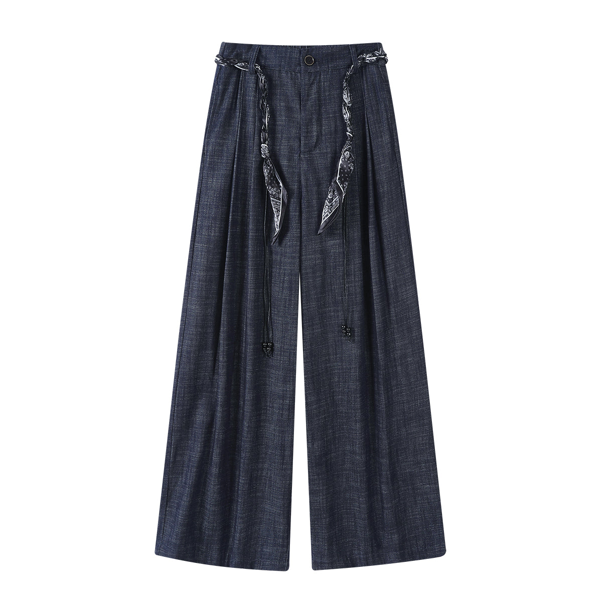 Cholisa Koreya üslubunda retro, yüksək belli, qırçınlı dizaynlı arıqladıcı şalvar, geniş ayaqlı şalvar, erkən payız üçün çoxfunksiyalı boş şalvar.