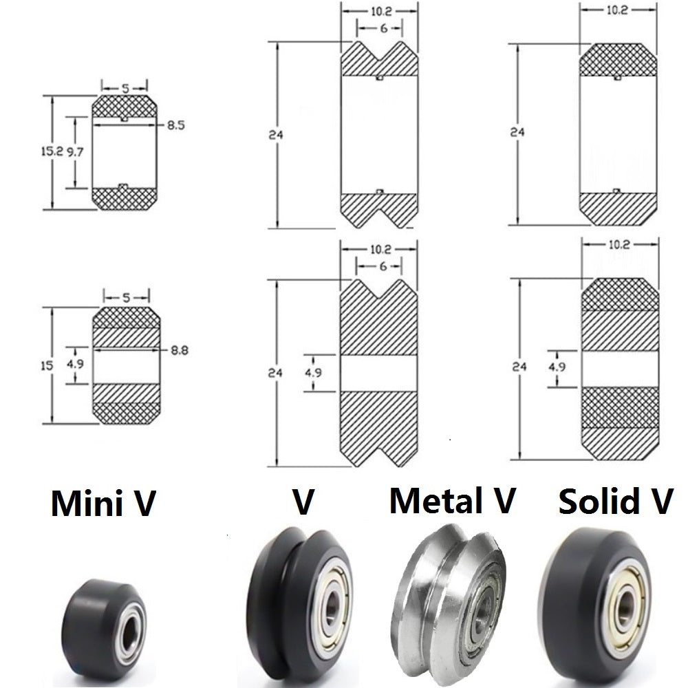 Mini təkər V təkər Polad təkər POM təkər Openbuilds V kasnağı CNC oyma maşını 3d printer aksesuarları