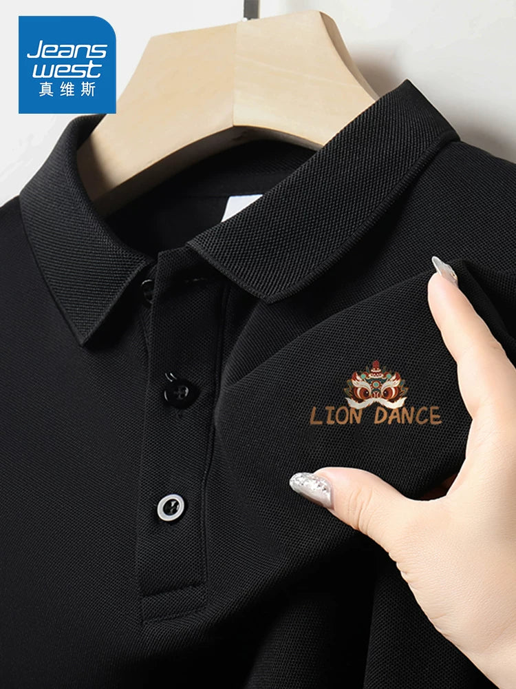 Jeanswest 2026 yeni kişilər üçün qısaqol polo köynək yay yaxa nazik milli trend oğlanlar üçün çox yönlü yarımqol köynək